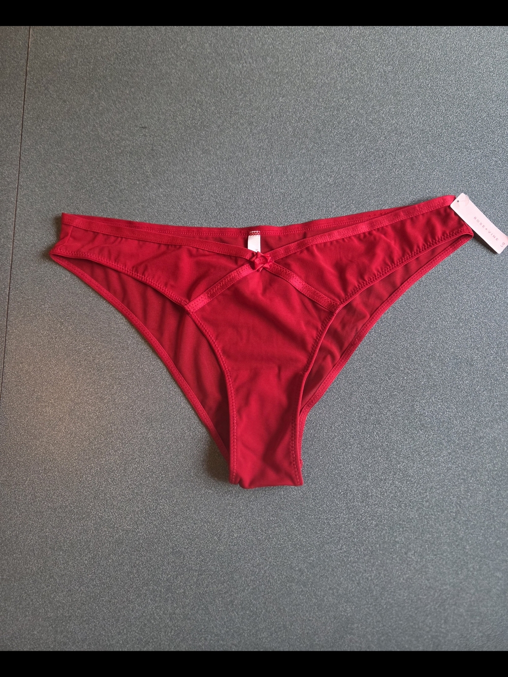 Women's Red Bikini Panty with Subtle Bow Accent